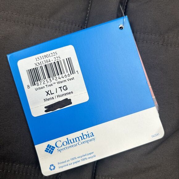 Columbia Vest Men XL Black Gray Puffer Jacket Water Resistant Thermal $120 MSRP - Picture 3 of 12